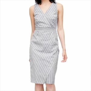 NWT Banana Republic Gray Pinstripe Midi Dress Size 2